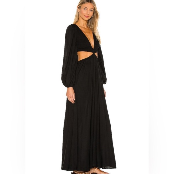 Indah Julie Solid Ruched Bodice Cutaway Maxi Dress - Picture 2 of 6